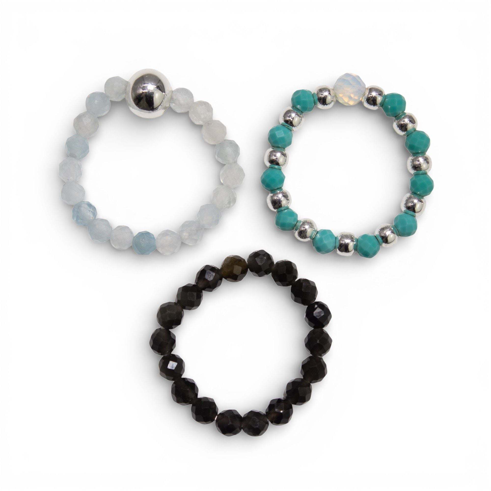 Women's Endless Ocean Gemstone Ring Set